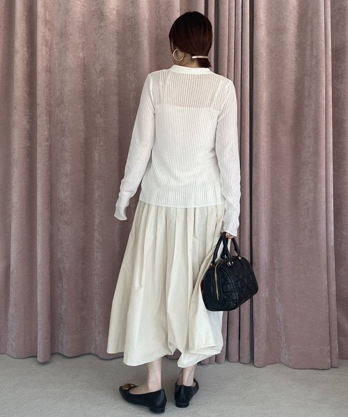 VIS（ビス）の「シアーポロ襟リブカーディガン（カーディガン/ボレロ・レディース・ピンク系その他2/ホワイト/チャコールグレー・FREE）」の6枚目の写真