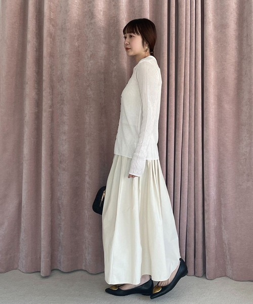 VIS（ビス）の「シアーポロ襟リブカーディガン（カーディガン/ボレロ・レディース・ピンク系その他2/ホワイト/チャコールグレー・FREE）」の7枚目の写真