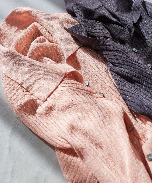 VIS（ビス）の「シアーポロ襟リブカーディガン（カーディガン/ボレロ・レディース・ピンク系その他2/ホワイト/チャコールグレー・FREE）」の14枚目の写真