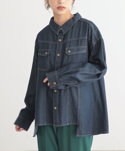 n'OrLABEL(ノアールレーベル)の「変形ヘムデニムシャツ(シャツ/ブラウス・レディース・ネイビー/ブルー/アイボリー・FREE)」の18枚目の写真