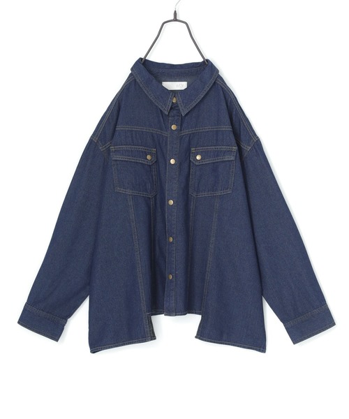n'OrLABEL(ノアールレーベル)の「変形ヘムデニムシャツ(シャツ/ブラウス・レディース・ネイビー/ブルー/アイボリー・FREE)」の4枚目の写真