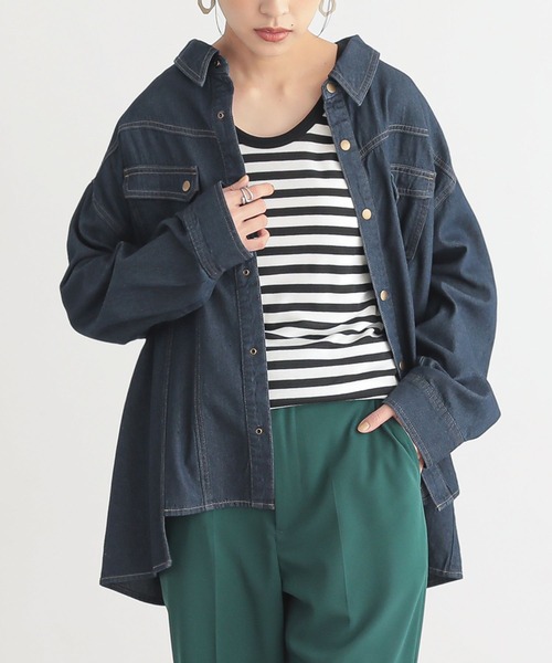 n'OrLABEL(ノアールレーベル)の「変形ヘムデニムシャツ(シャツ/ブラウス・レディース・ネイビー/ブルー/アイボリー・FREE)」の19枚目の写真