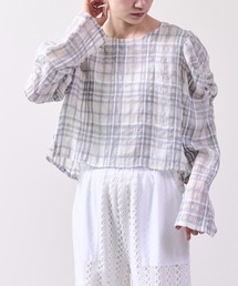 DOLLUPOOPS（ドールアップウップス）の「チェックタックスリーブブラウス（シャツ/ブラウス）」