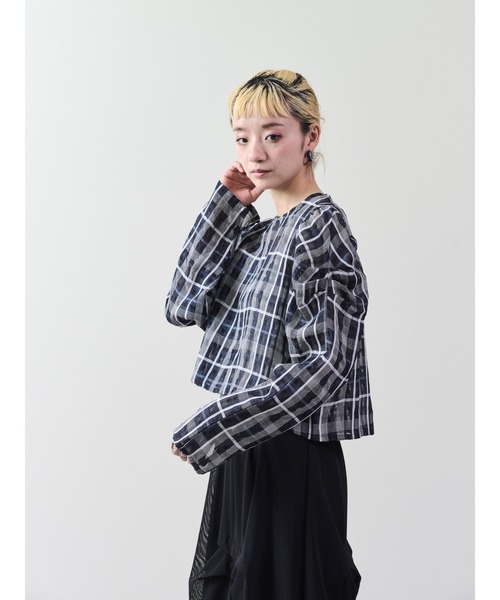 DOLLUPOOPS（ドールアップウップス）の「チェックタックスリーブブラウス（シャツ/ブラウス・レディース・ネイビー/その他・38）」の11枚目の写真