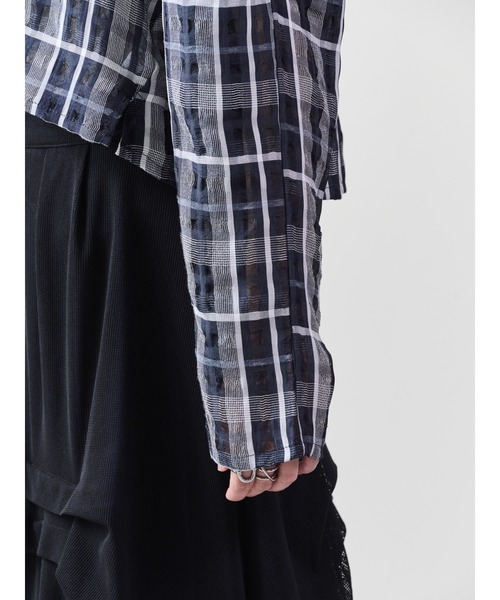 DOLLUPOOPS（ドールアップウップス）の「チェックタックスリーブブラウス（シャツ/ブラウス・レディース・ネイビー/その他・38）」の16枚目の写真