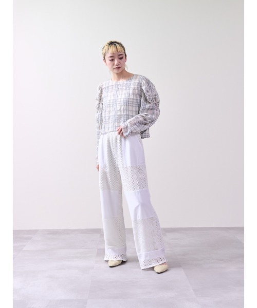 DOLLUPOOPS（ドールアップウップス）の「チェックタックスリーブブラウス（シャツ/ブラウス・レディース・ネイビー/その他・38）」の6枚目の写真