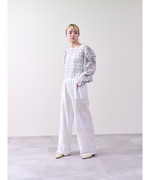 DOLLUPOOPS（ドールアップウップス）の「チェックタックスリーブブラウス（シャツ/ブラウス・レディース・ネイビー/その他・38）」の7枚目の写真