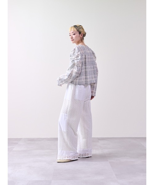 DOLLUPOOPS（ドールアップウップス）の「チェックタックスリーブブラウス（シャツ/ブラウス・レディース・ネイビー/その他・38）」の8枚目の写真