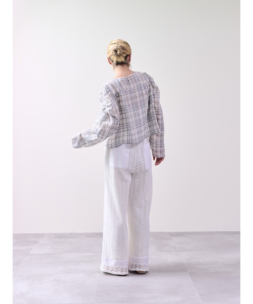 DOLLUPOOPS（ドールアップウップス）の「チェックタックスリーブブラウス（シャツ/ブラウス・レディース・ネイビー/その他・38）」の9枚目の写真