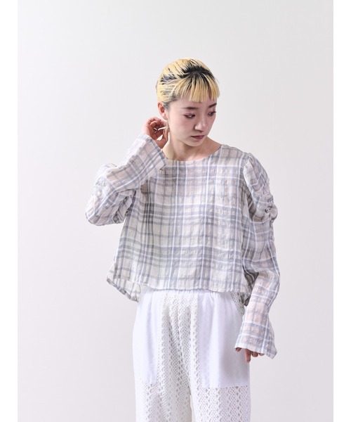 DOLLUPOOPS（ドールアップウップス）の「チェックタックスリーブブラウス（シャツ/ブラウス・レディース・ネイビー/その他・38）」の22枚目の写真