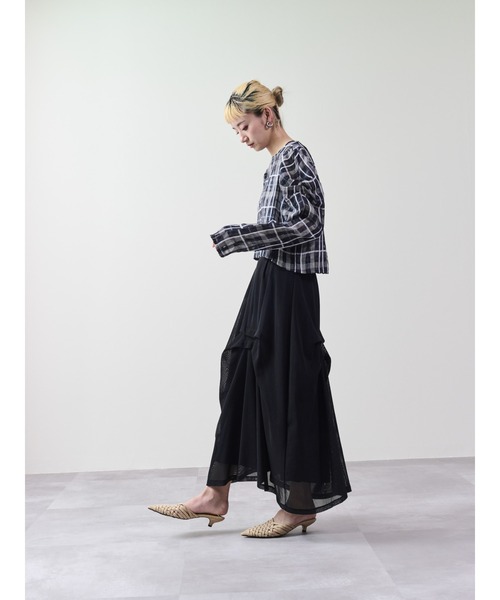 DOLLUPOOPS（ドールアップウップス）の「チェックタックスリーブブラウス（シャツ/ブラウス・レディース・ネイビー/その他・38）」の4枚目の写真