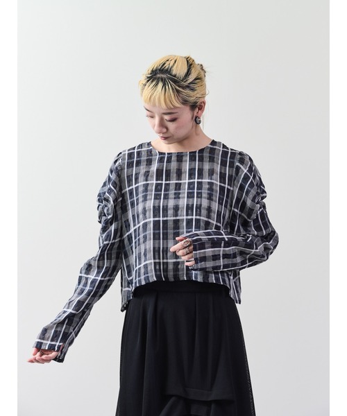 DOLLUPOOPS（ドールアップウップス）の「チェックタックスリーブブラウス（シャツ/ブラウス・レディース・ネイビー/その他・38）」の10枚目の写真