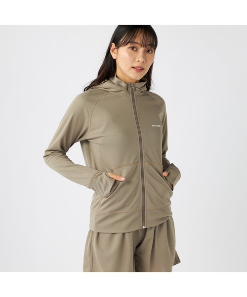 Ocean Pacific（オーシャンパシフィック）の「Ocean Pacific オーシャンパシフィック ブランド ロゴ UVカット 2WAY 長袖 ラッシュガード 水着（ラッシュガード・レディース・ネイビー/ベージュ/カーキ/グレー/アイボリー・L/XL/M）」の3枚目の写真