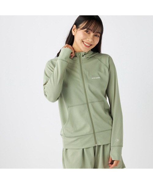 Ocean Pacific（オーシャンパシフィック）の「Ocean Pacific オーシャンパシフィック ブランド ロゴ UVカット 2WAY 長袖 ラッシュガード 水着（ラッシュガード・レディース・ネイビー/ベージュ/カーキ/グレー/アイボリー・L/XL/M）」の4枚目の写真