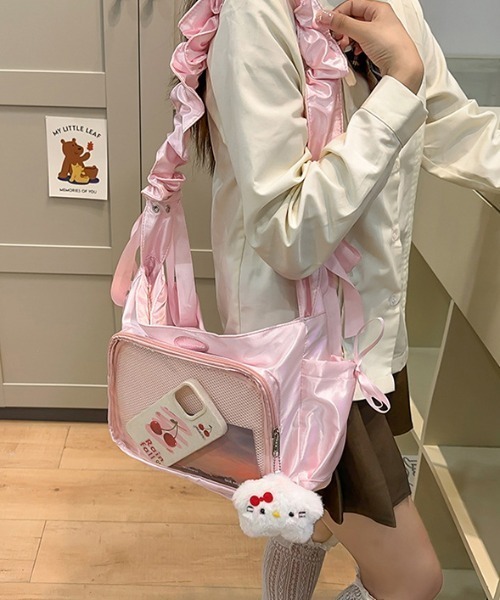 セール】ギャザーサテンリボン痛バッグ ショルダーバッグ
