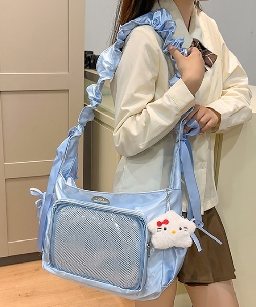 セール】ギャザーサテンリボン痛バッグ ショルダーバッグ