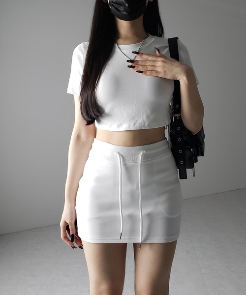 3color 】ハイウエストスウェットタイトミニスカート ／ high waist