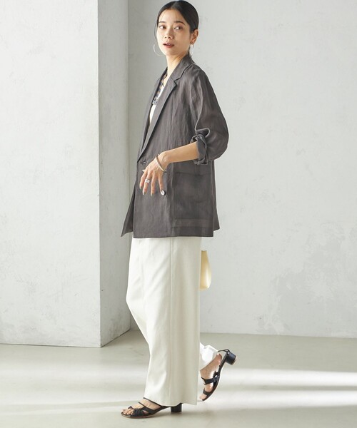 SHIPS（シップス）の「〈手洗い可能〉ラミー 4 シアー ジャケット（テーラードジャケット・レディース・ライトオリーブ/ダークグレー/ネイビー・36/38）」の5枚目の写真