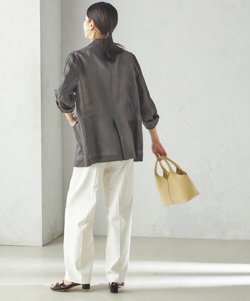 SHIPS（シップス）の「〈手洗い可能〉ラミー 4 シアー ジャケット（テーラードジャケット・レディース・ライトオリーブ/ダークグレー/ネイビー・36/38）」の6枚目の写真