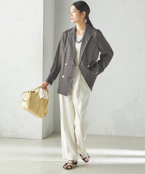 SHIPS（シップス）の「〈手洗い可能〉ラミー 4 シアー ジャケット（テーラードジャケット・レディース・ライトオリーブ/ダークグレー/ネイビー・36/38）」の8枚目の写真