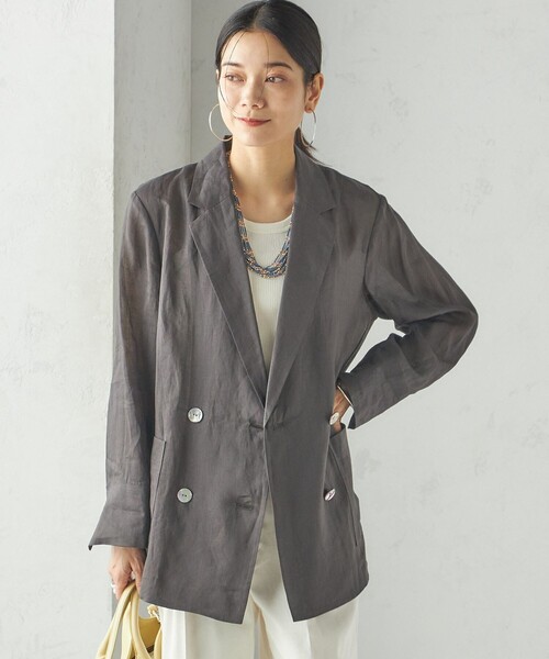 SHIPS（シップス）の「〈手洗い可能〉ラミー 4 シアー ジャケット（テーラードジャケット・レディース・ライトオリーブ/ダークグレー/ネイビー・36/38）」の13枚目の写真