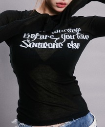 THE HITSS（ヒッツ）の「メッセージ ロゴプリント シースルー ロングTシャツ（Tシャツ/カットソー）」