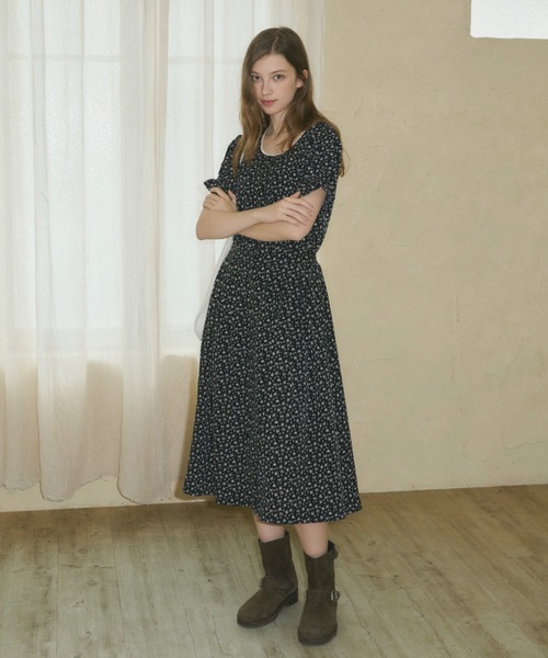 GIUNON（ジウノン）の「front open flower dress / フロントオープンフラワードレス（ワンピース・レディース・ブラック・FREE）」の5枚目の写真