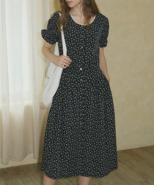 GIUNON（ジウノン）の「front open flower dress / フロントオープンフラワードレス（ワンピース・レディース・ブラック・FREE）」の6枚目の写真