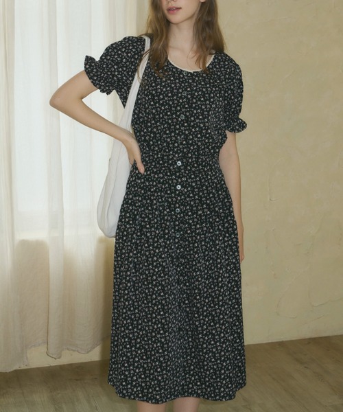 GIUNON（ジウノン）の「front open flower dress / フロントオープンフラワードレス（ワンピース・レディース・ブラック・FREE）」の8枚目の写真