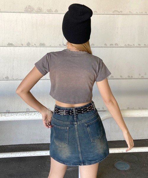 non-hedge(ノンヘッジ)の「ブリーチロゴ刺繍ショート丈Tシャツ(Tシャツ/カットソー・レディース・グレー/オフホワイト/ブラック・FREE)」の20枚目の写真