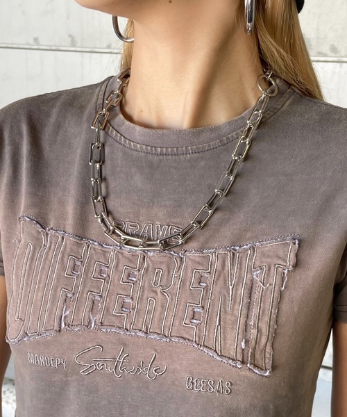 non-hedge(ノンヘッジ)の「ブリーチロゴ刺繍ショート丈Tシャツ(Tシャツ/カットソー・レディース・グレー/オフホワイト/ブラック・FREE)」の18枚目の写真