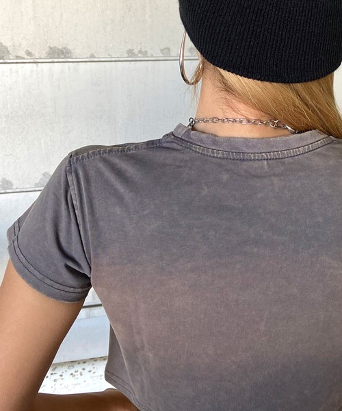 non-hedge(ノンヘッジ)の「ブリーチロゴ刺繍ショート丈Tシャツ(Tシャツ/カットソー・レディース・グレー/オフホワイト/ブラック・FREE)」の17枚目の写真
