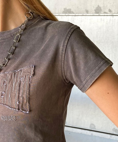 non-hedge(ノンヘッジ)の「ブリーチロゴ刺繍ショート丈Tシャツ(Tシャツ/カットソー・レディース・グレー/オフホワイト/ブラック・FREE)」の16枚目の写真