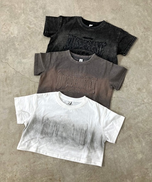 non-hedge(ノンヘッジ)の「ブリーチロゴ刺繍ショート丈Tシャツ(Tシャツ/カットソー・レディース・グレー/オフホワイト/ブラック・FREE)」の14枚目の写真