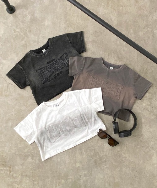 non-hedge(ノンヘッジ)の「ブリーチロゴ刺繍ショート丈Tシャツ(Tシャツ/カットソー・レディース・グレー/オフホワイト/ブラック・FREE)」の13枚目の写真