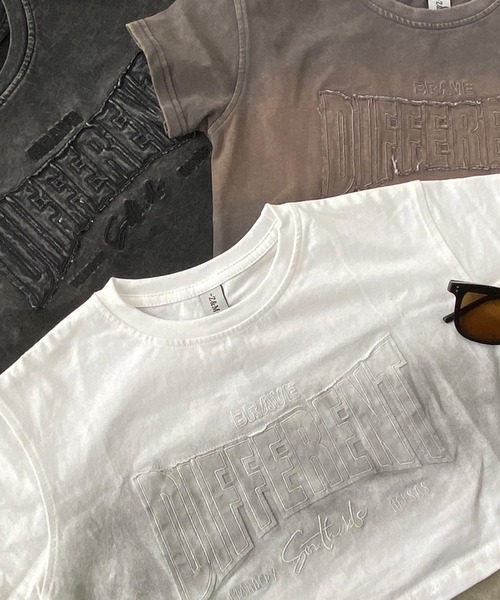 non-hedge(ノンヘッジ)の「ブリーチロゴ刺繍ショート丈Tシャツ(Tシャツ/カットソー・レディース・グレー/オフホワイト/ブラック・FREE)」の12枚目の写真