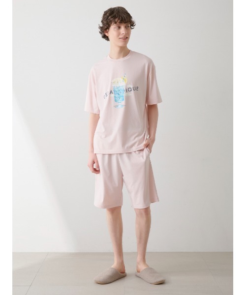 ジェラートピケ　アイスクリーム　クール　ルームウェア　Tシャツ　パジャマ セール】【HOMME】【接触冷感】レーヨンアイスクリームソーダT