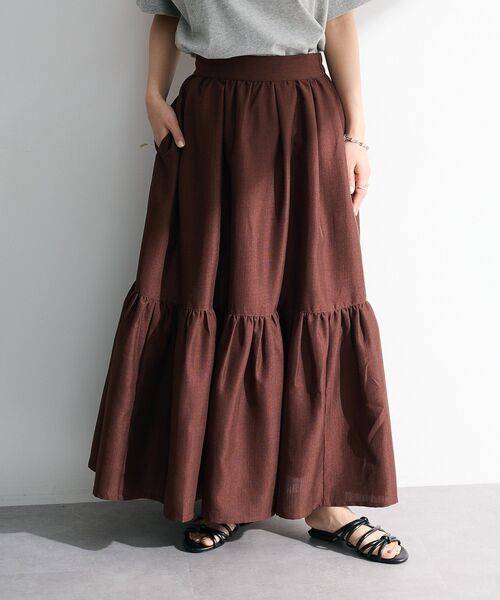 ELENCARE DUE(エレンカーレデュエ)の「・ELENCARE DUE リネンライクティアードスカート(スカート・レディース・ブラック/ブラウン/グレー/グリーン・FREE)」の9枚目の写真