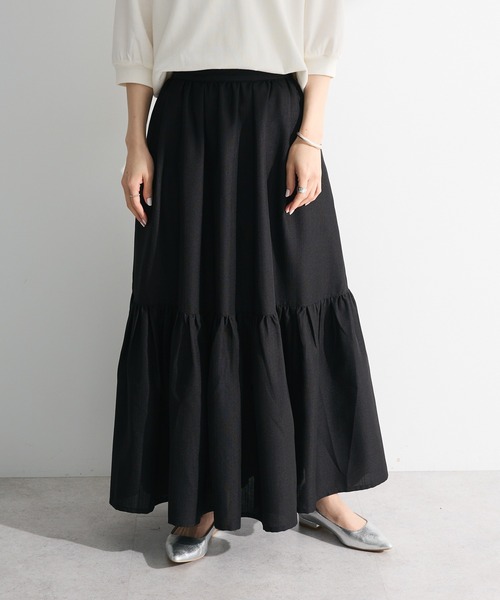 ELENCARE DUE(エレンカーレデュエ)の「・ELENCARE DUE リネンライクティアードスカート(スカート・レディース・ブラック/ブラウン/グレー/グリーン・FREE)」の2枚目の写真