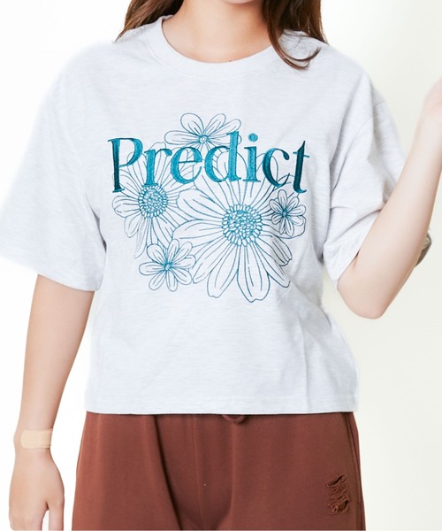 GORGE（ゴージ）の「《花刺しゅう×配色ステッチ》レディース グラフィックTシャツ カジュアル 春夏秋（Tシャツ/カットソー・レディース・レッド/オフホワイト/オートミール/ネイビー/チャコール/ブラウン・F）」の4枚目の写真