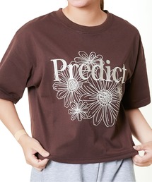 《花刺しゅう×配色ステッチ》レディース グラフィックTシャツ カジュアル 春夏秋