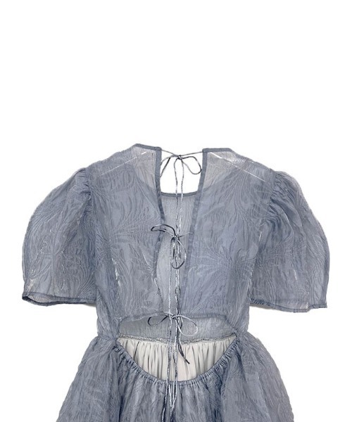 HONEY MI HONEY（ハニーミーハニー）の「【ZOZO限定】jacquard puff sleeve tunic（シャツ/ブラウス・レディース・ブルー/ブラック/ピンク・FREE）」の6枚目の写真