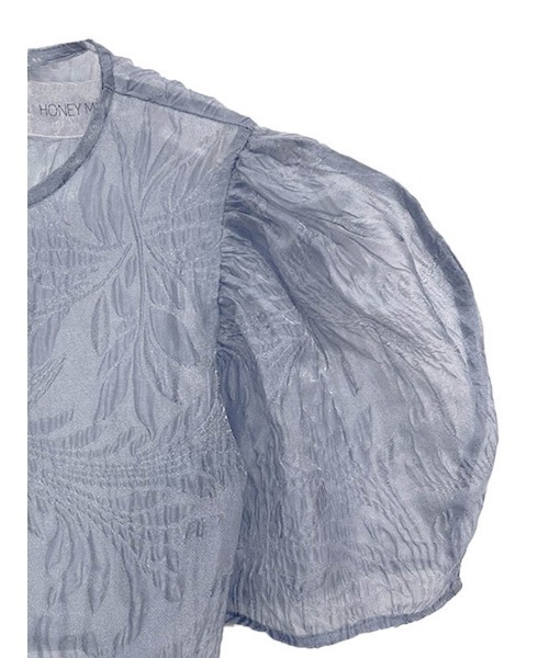 HONEY MI HONEY（ハニーミーハニー）の「【ZOZO限定】jacquard puff sleeve tunic（シャツ/ブラウス・レディース・ブルー/ブラック/ピンク・FREE）」の7枚目の写真