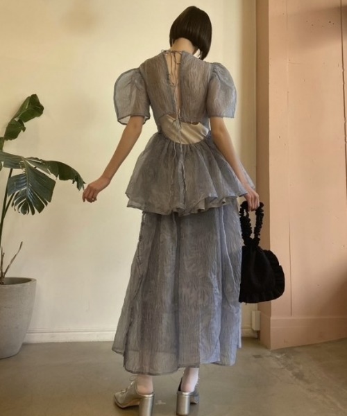 HONEY MI HONEY（ハニーミーハニー）の「【ZOZO限定】jacquard puff sleeve tunic（シャツ/ブラウス・レディース・ブルー/ブラック/ピンク・FREE）」の12枚目の写真