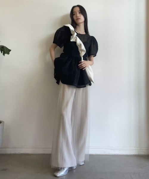 セール】【ZOZO限定】jacquard puff sleeve tunic（シャツ