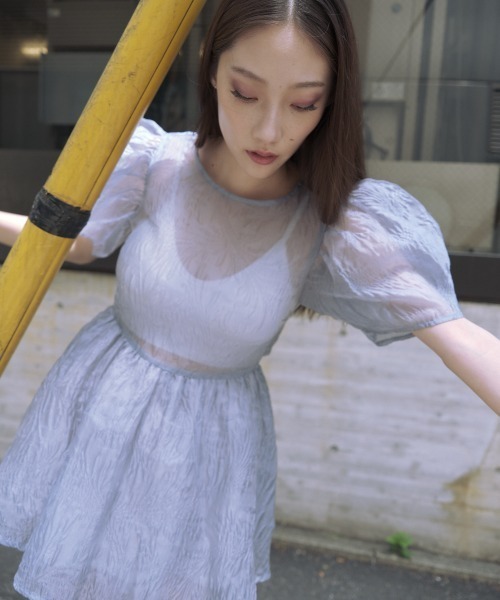 ワンピース HONEYMIHONEY jacquard puff sleeve tunic ZOZO限定】jacquard puff sleeve tunic（シャツ/ブラウス