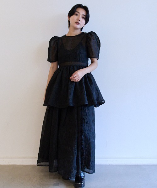 ハニーミーハニー jacquard puff sleeve tunic セール】【ZOZO限定】jacquard puff sleeve tunic（シャツ