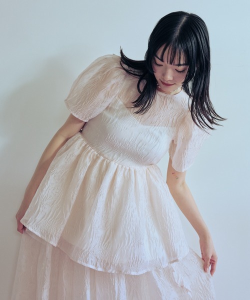 ZOZO限定】jacquard puff sleeve tunic（シャツ/ブラウス）｜HONEY MI