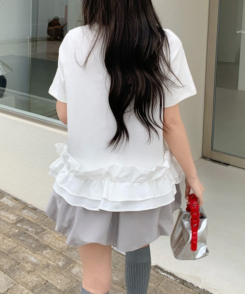 by LEGNA(バイレグナ)の「ペプラム風 裾フリルダンボールブラウス(Tシャツ/カットソー・レディース・ホワイト/ブラック/ブラック×ホワイト・MEDIUM/LARGE)」の12枚目の写真