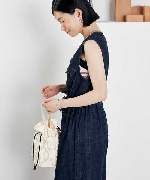 SOMETHING（サムシング）の「SOMETHING × FREAK'S STORE/サムシング 別注 Summer 3pockets Combinaison /サマー 3ポケットコンビネゾン/サロペット/デニムコンビネゾン/レーヨンリネンコンビネゾン（つなぎ/オールインワン・レディース・ネイビー/ベージュ/バーガンディー・SMALL/MEDIUM）」の18枚目の写真